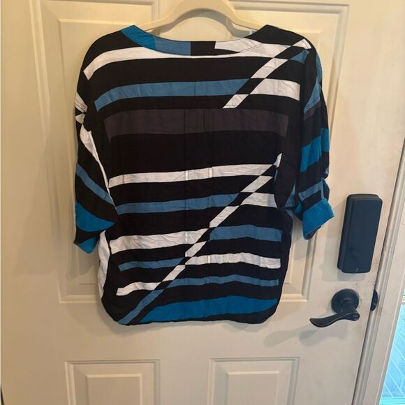 Derek Lam Blue and Black Striped Top - Picture 3 of 5